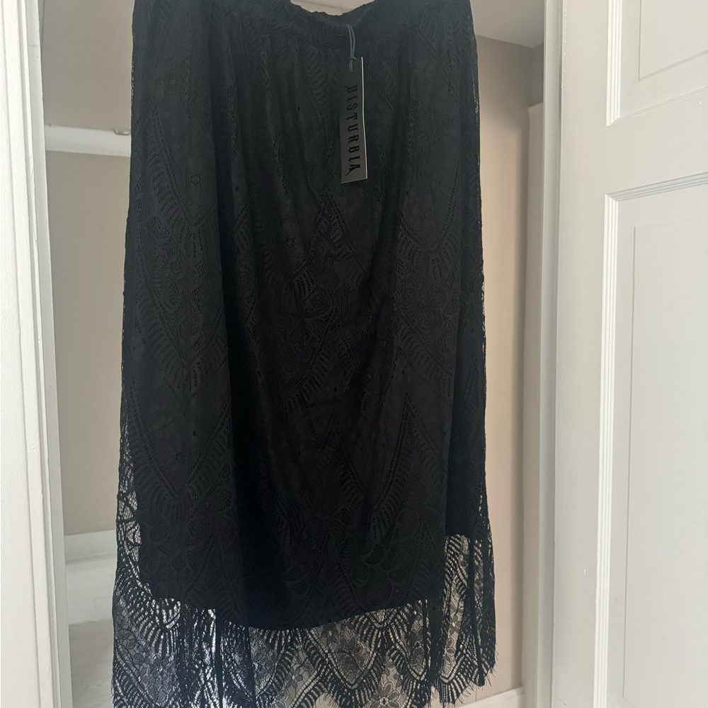 Disturbia Black Lace Midi Skirt - Picture 3 of 4